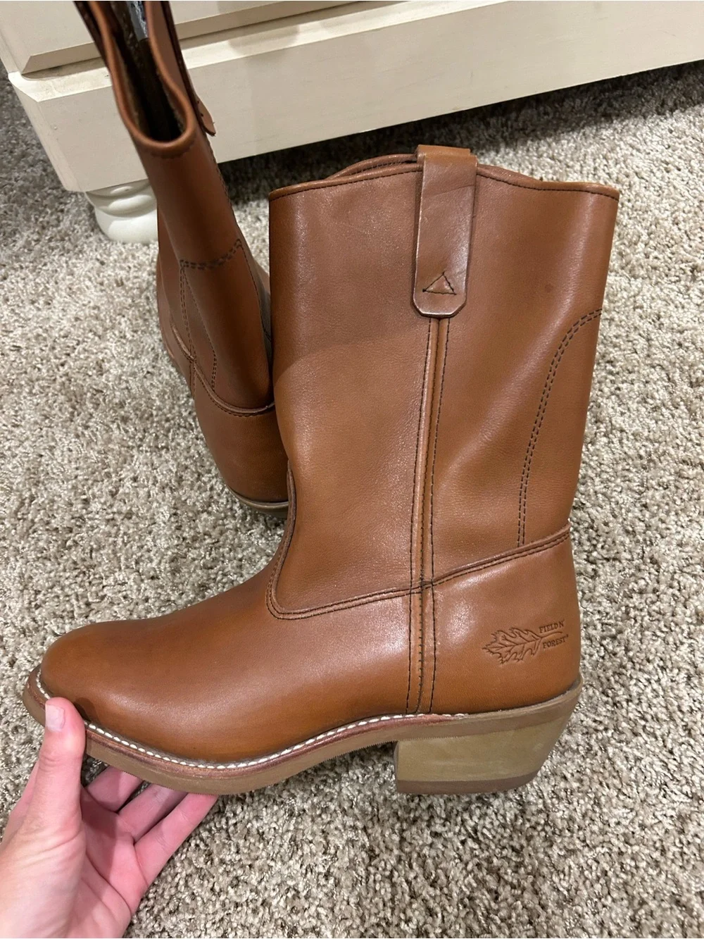 Men's Brown Leather Pull-On Boots